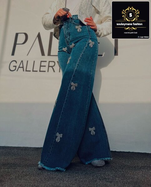 Jeans femme évasés papillons