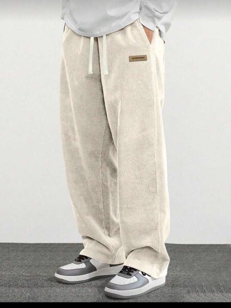 Pantalon beige en coton pour homme