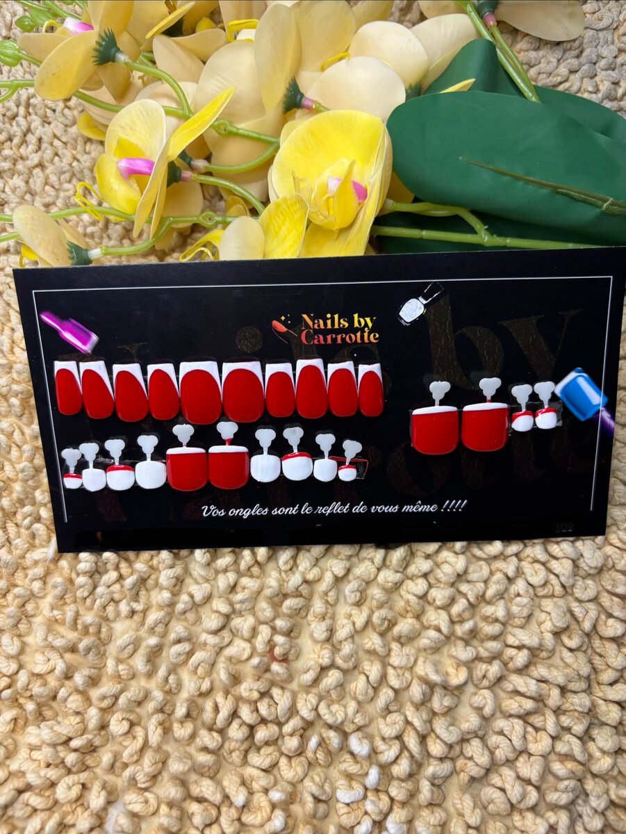 Ongles Postiches Rouge Étincelant