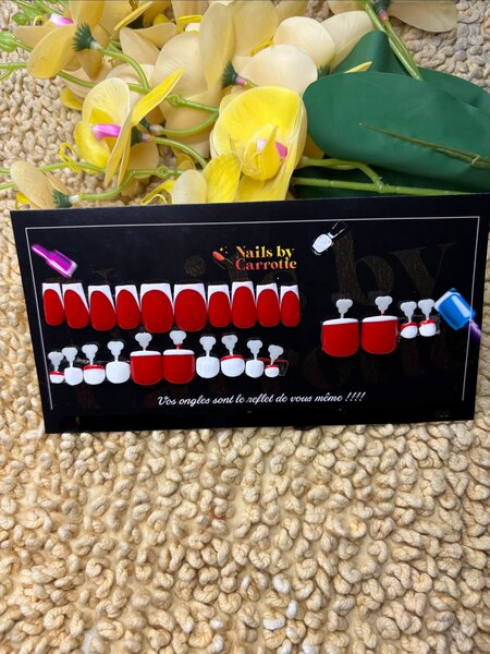 Ongles Postiches Rouge Étincelant