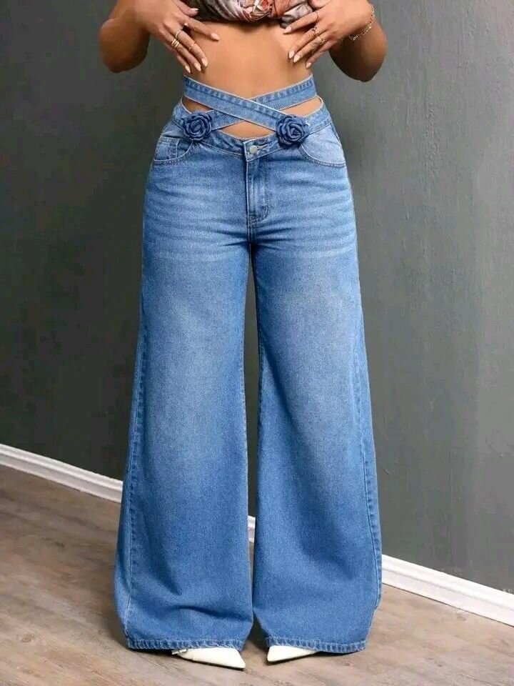 Jean large taille haute