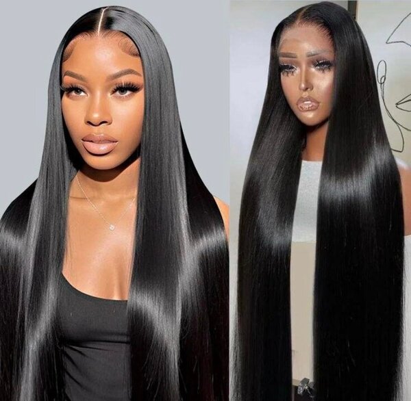 Perruque droite noire 100%