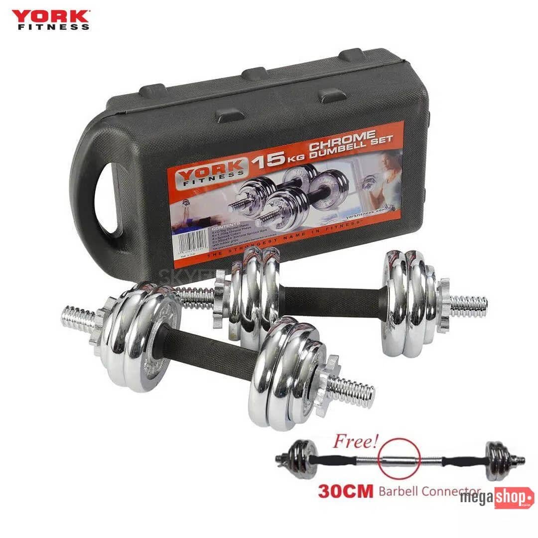 Set d'haltères 20 kg chrome