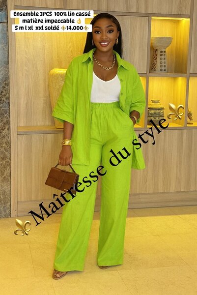 Ensemble 3 pièces lin femme