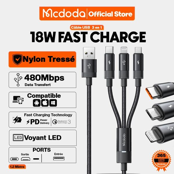 Câble USB 3 en 1 Mcdodo