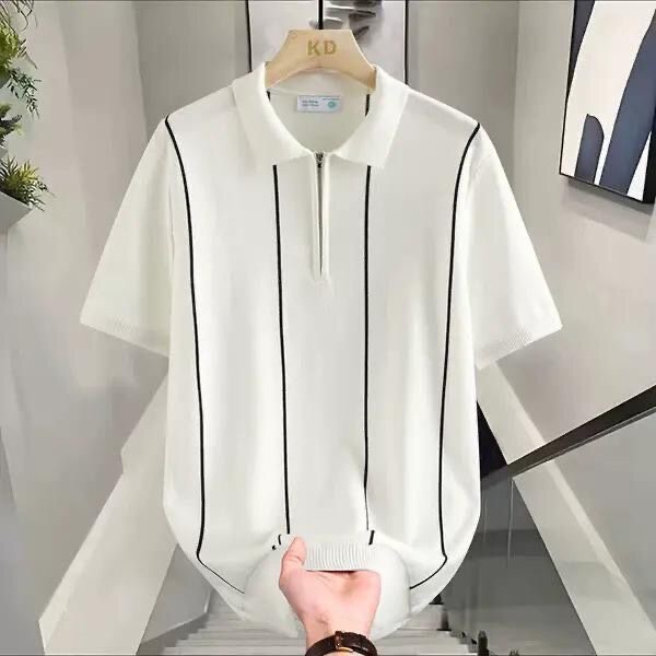 Polo chic blanc rayé