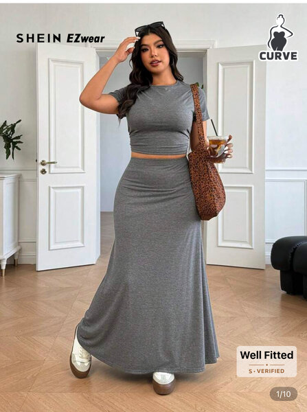 Robe longue gris avec crop top