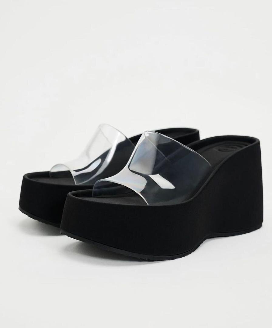 Mules à plateforme transparentes