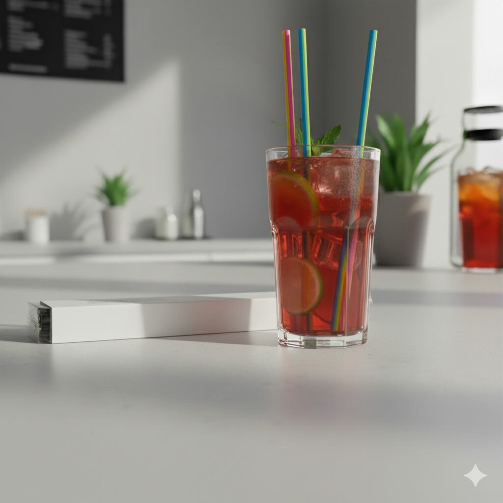 Pailles Multicolores Flexibles