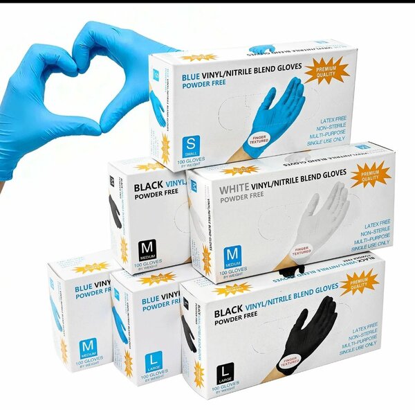 Gants jetables en vinyle bleu