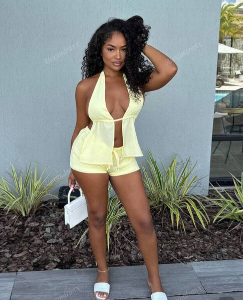 Ensemble d'été jaune femme