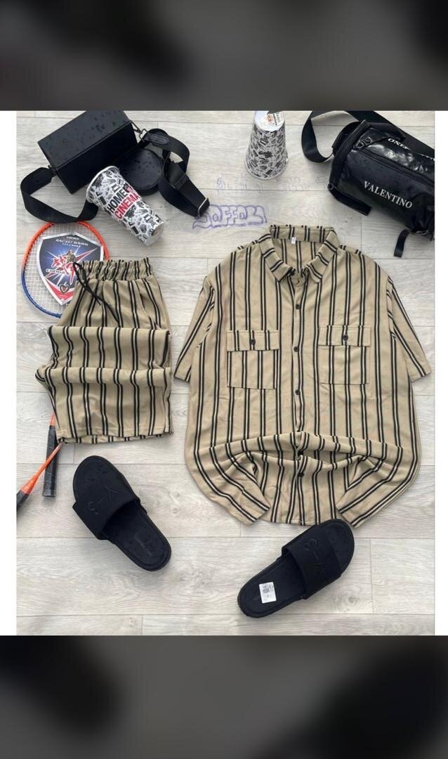 Ensemble chemise et short rayé