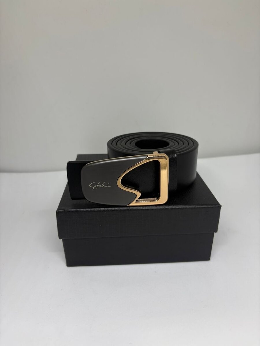 Ceinture en cuir noir pour homme