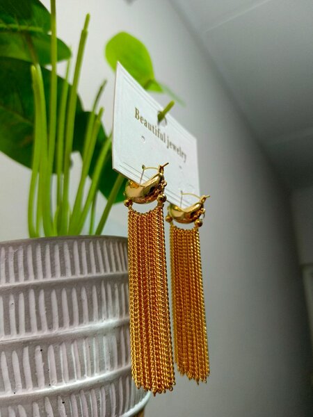 Boucles d'Oreilles Pendantes Dorées