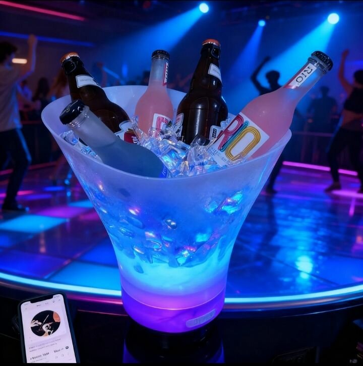 Seau à Champagne Lumineux pour Glace et Boissons