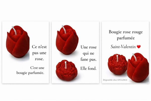 Bougie rouge en forme de rose