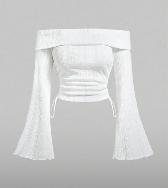 Haut court blanc à épaules dénudées