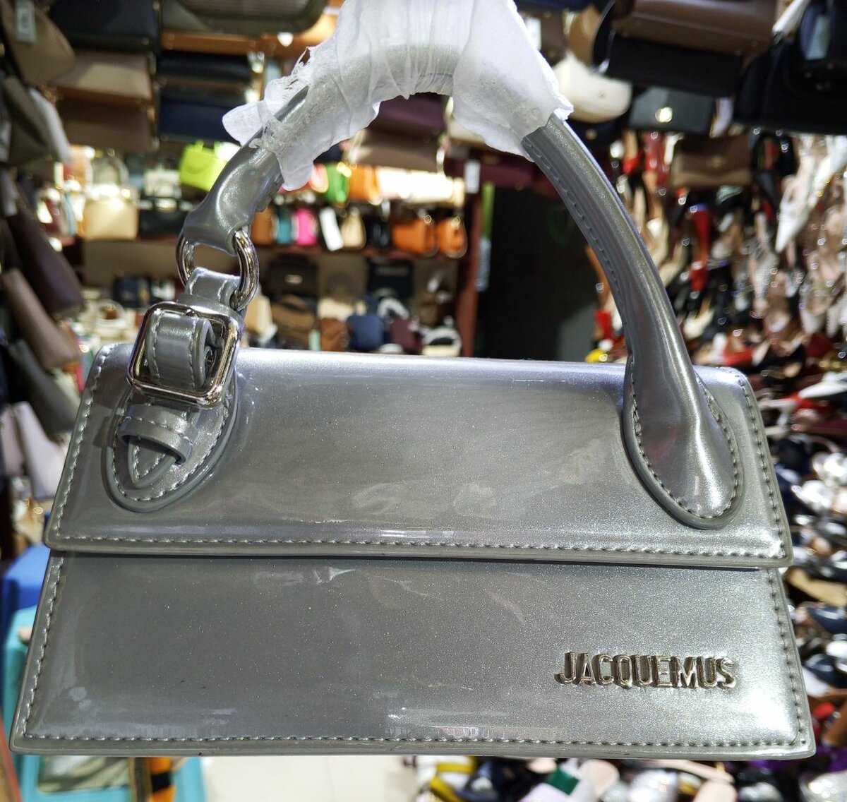 Sac à main JACQUEMUS gris métallisé