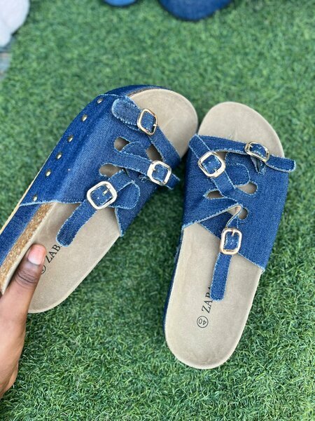 Sandales denim multi-boucles
