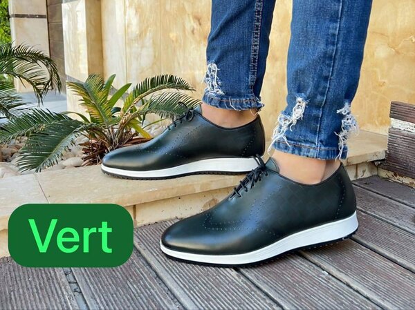 Chaussures En Cuir Homme Vert