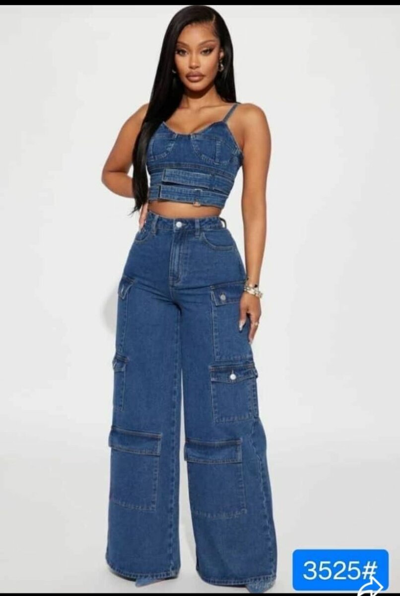 Jeans cargo femme large