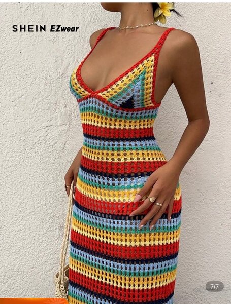 Robe crochet multicolore