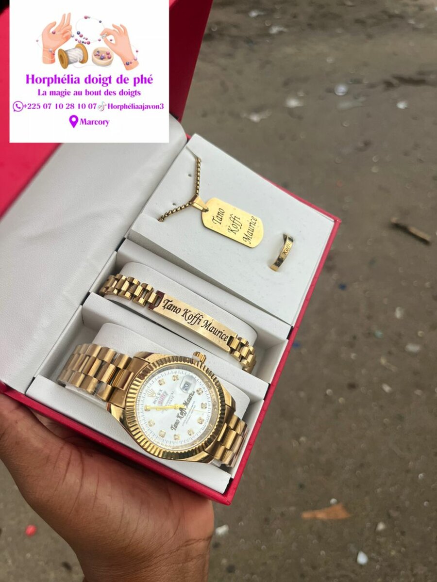 Ensemble montre et bijoux personnalisés