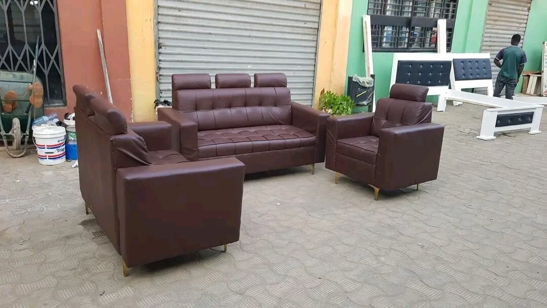 Ensemble canapé cuir marron