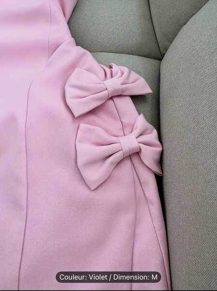 Robe Élégante Rose Nœuds