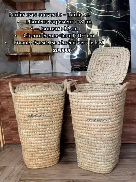 Grand panier en osier avec couvercle