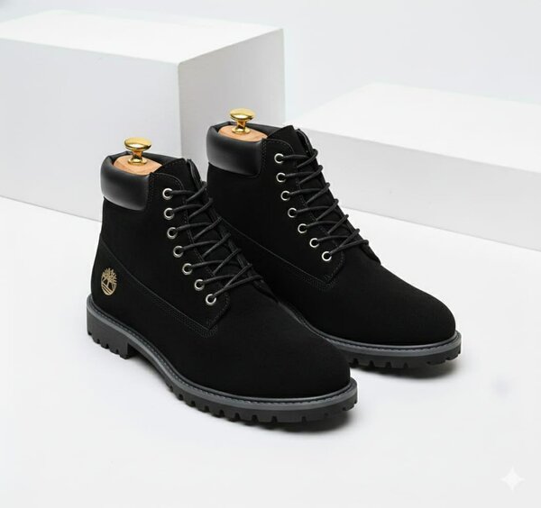 Bottes Timberland en cuir noir pour homme