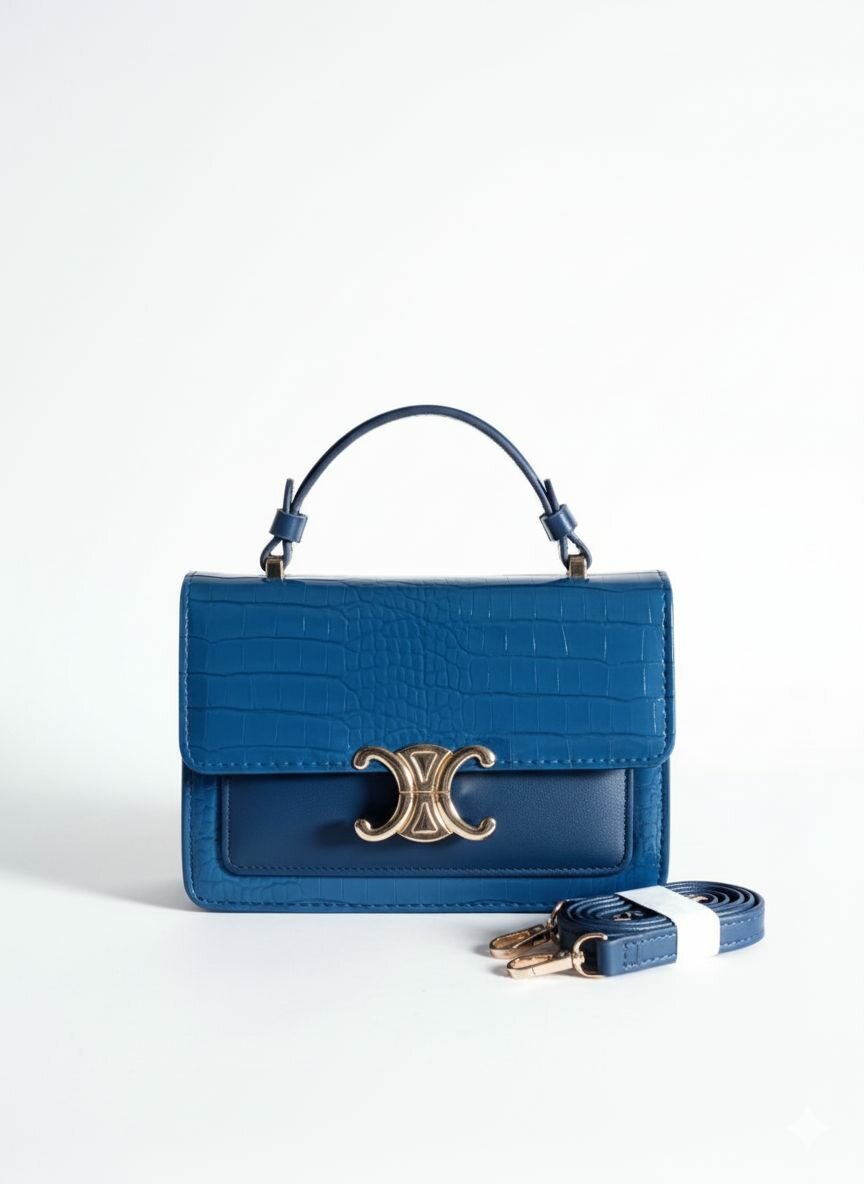 Sac à main bleu en cuir