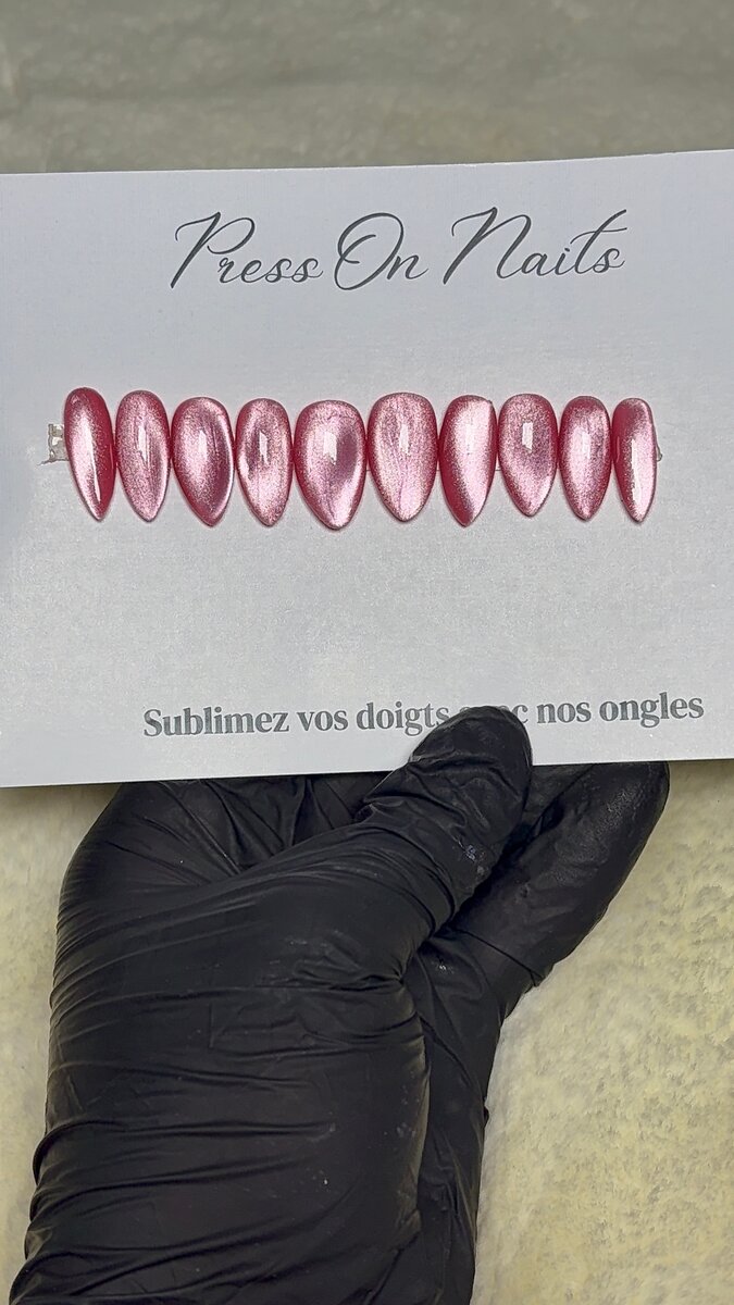 Ongles Press-On Roses Brillants