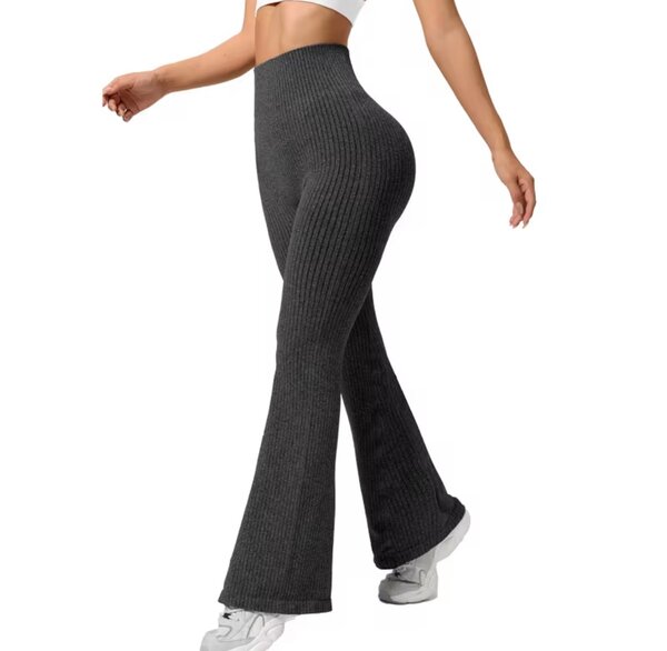 Pantalon évasé côtelé femme