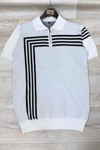 Pull polo à rayures pour homme