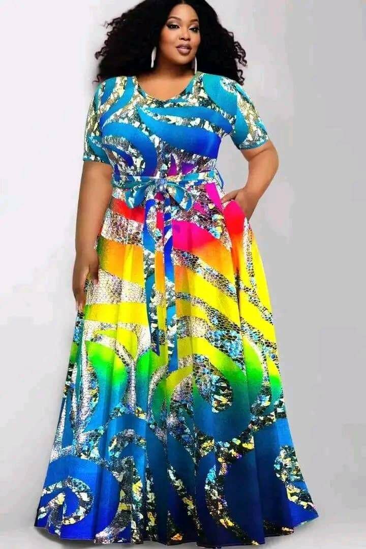 Robe longue colorée taille plus