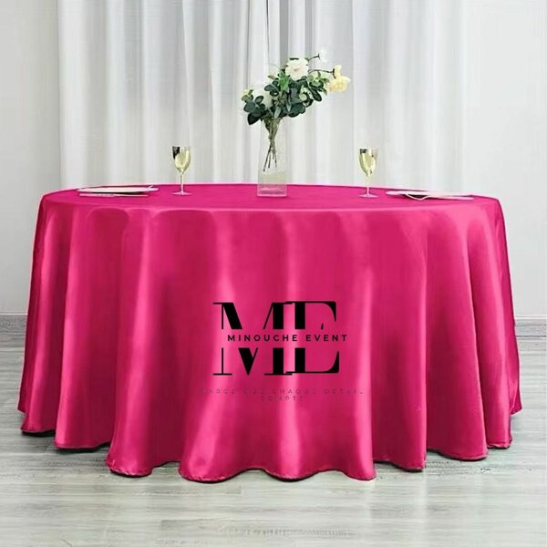Nappe Ronde en Satin Rose