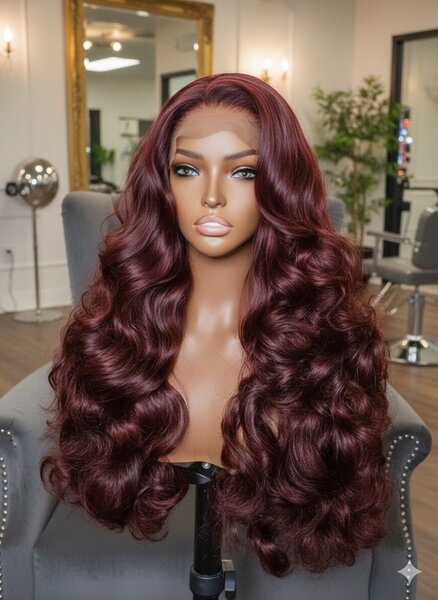 Perruque ondulée synthétique