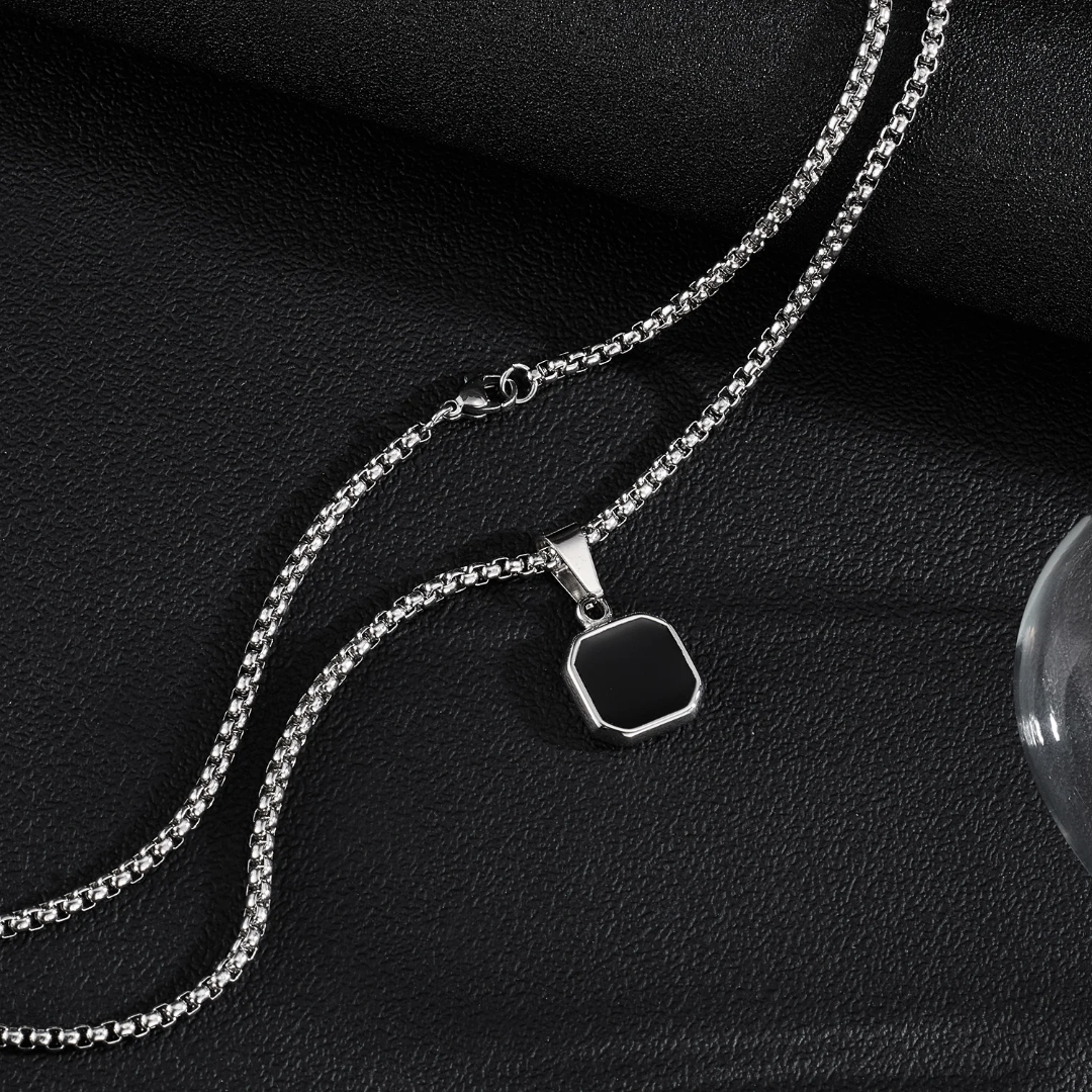 Collier pendentif octogonal homme