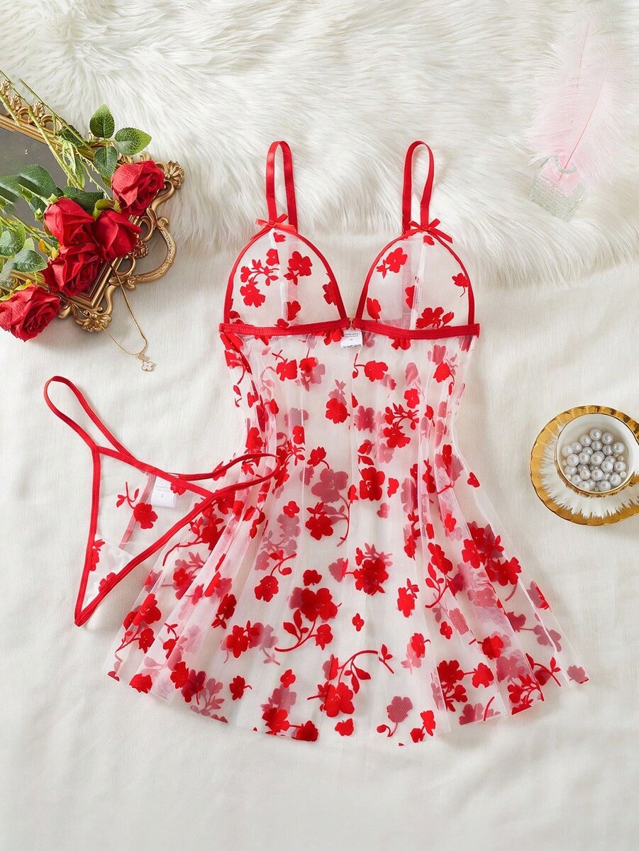 Ensemble lingerie feminine fleuri