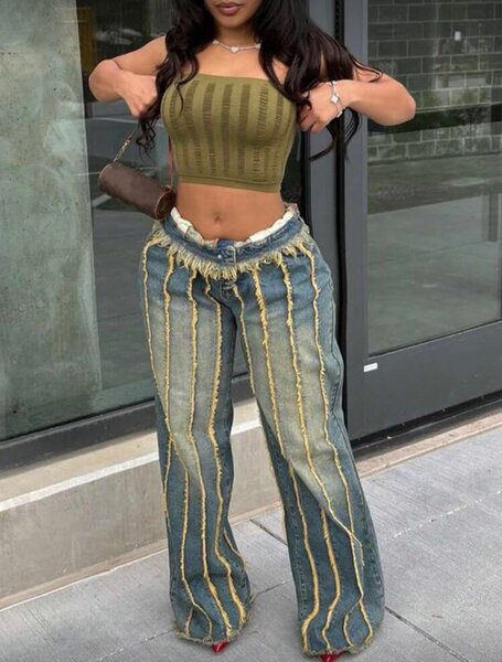 Jeans larges déchirés pour femmes