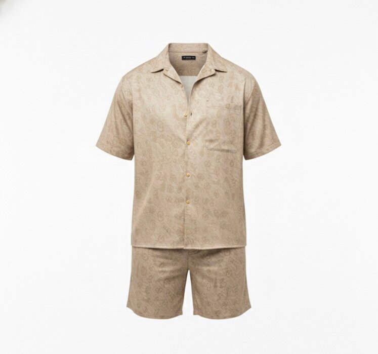 Ensemble chemise et short beige