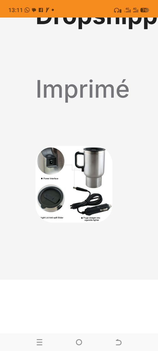 Tasse chauffante électrique en acier inoxydable