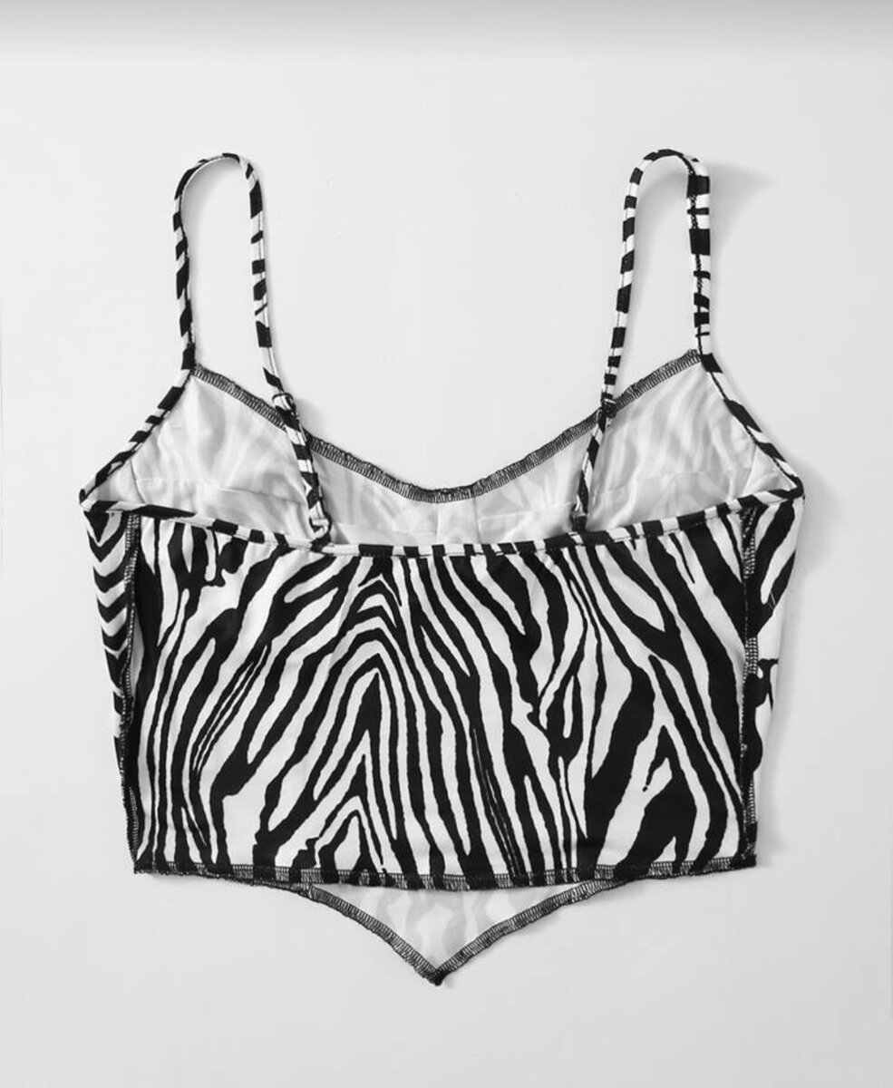 Top zébré à bretelles fines