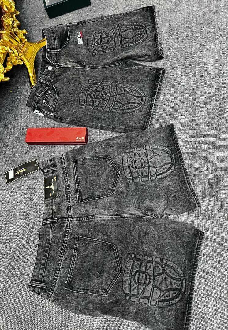 Shorts en jean brodés homme