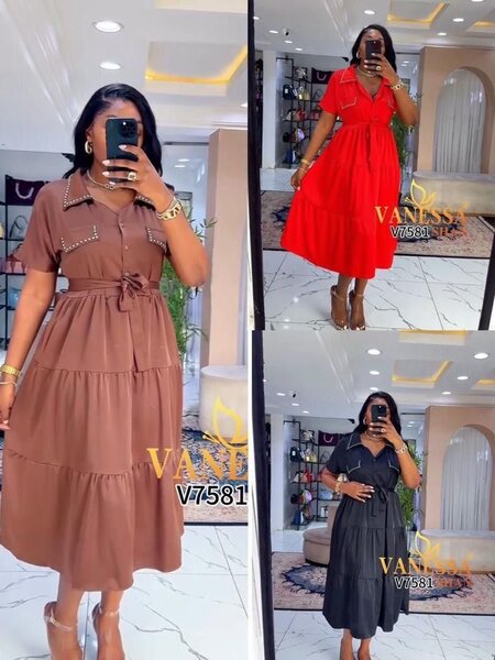 Robe Midi Élégante à Volants