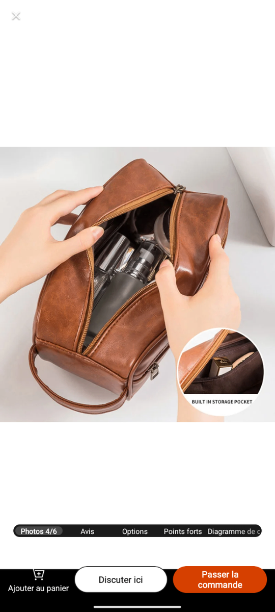 Trousse de toilette en cuir