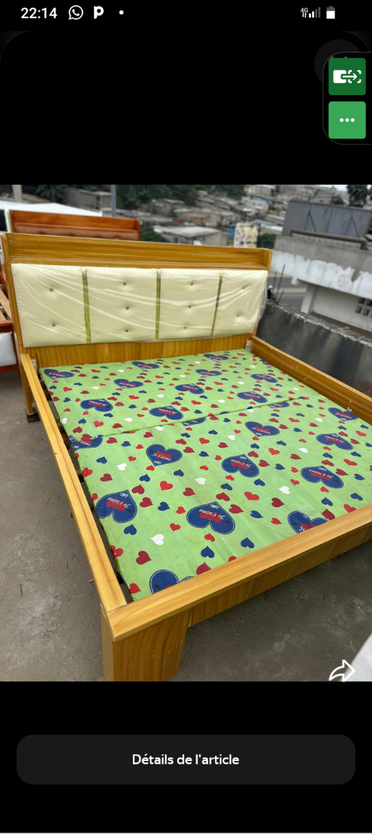 Lit double en bois luxe