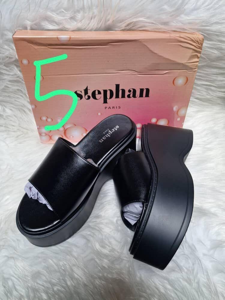 Mules compensées noires élégantes