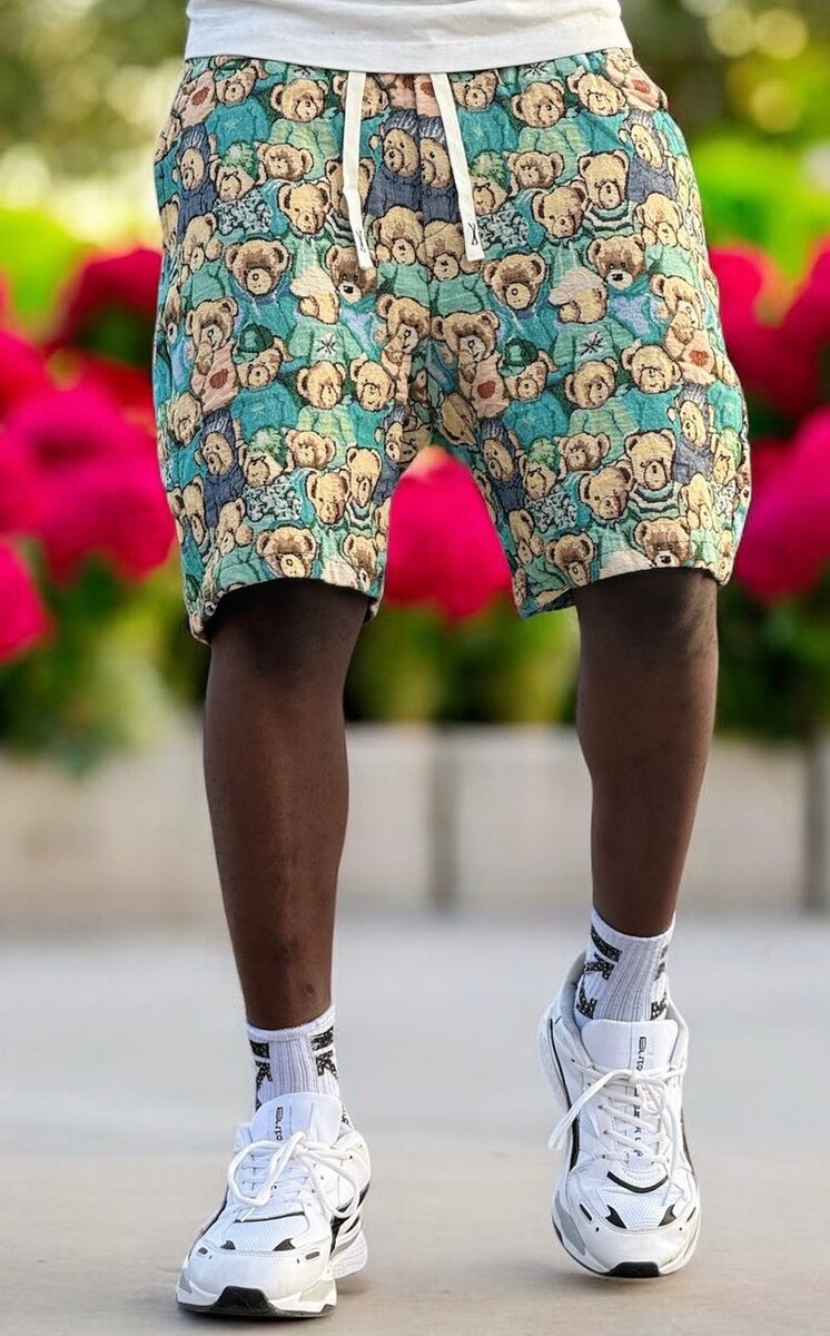 Shorts à motifs tropical et nounours
